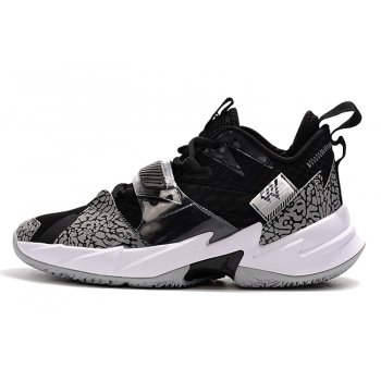 2020 Jordan Why Not Zer0.3 Black Cement Elephant Print Shoes